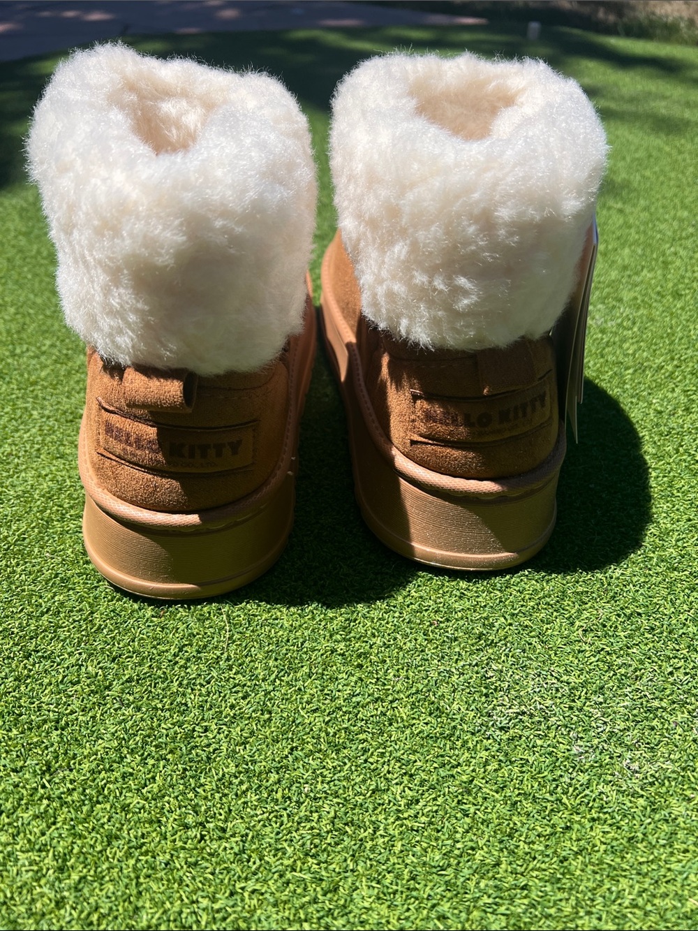 Hello Kitty inspired Brown and Cream Cozy Suede Bootie Slippers - Picture 3 of 5